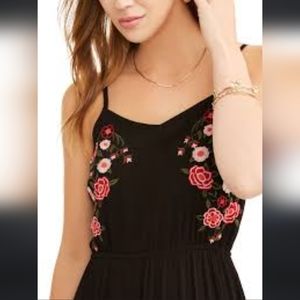 Black Maxi Dress with Floral Embroidery